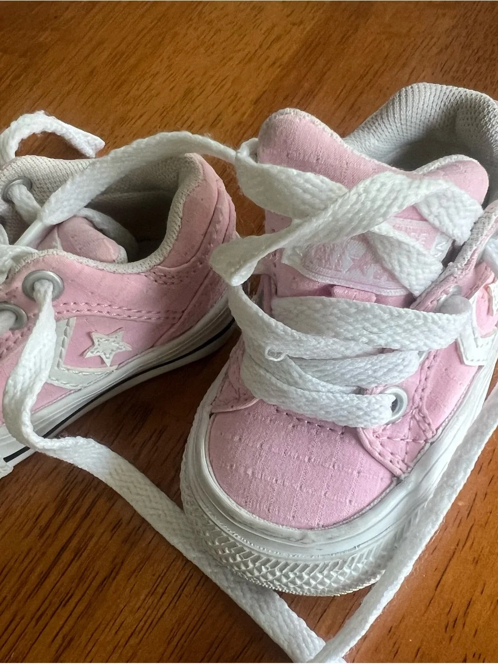 ADORABLE! Converse Kids Pink and White Lace-Up Sneakers